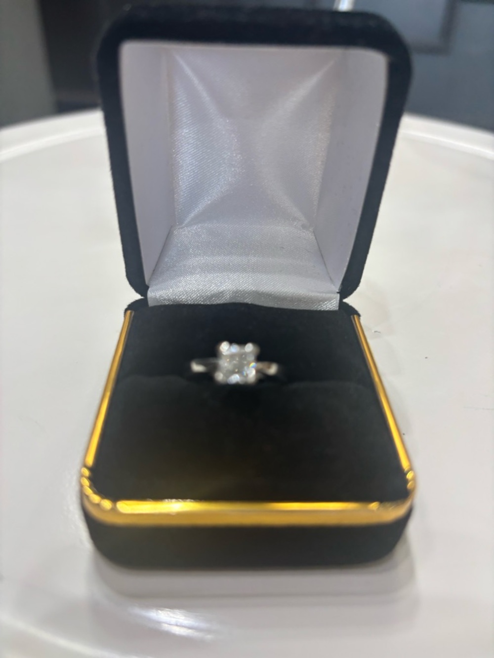 Sparkling Clear Stone Solitaire Ring in Silver - Elegant Women's Ring